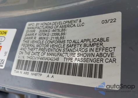 2022 Honda Accord Sport Special Edition z USA, uszkodzony, nr VIN 1HGCV1F44NA042348